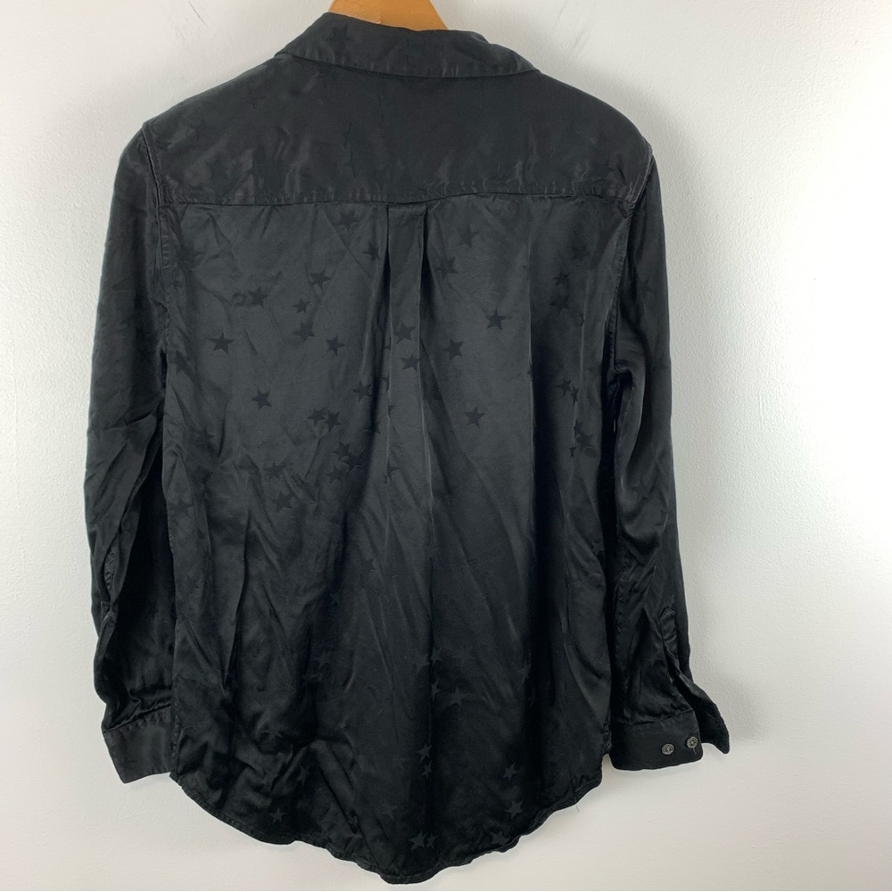 Equipment X Tabitha Simmons Black Star Dress Satin Button Down Shirt Size Medium - Picture 7 of 13